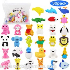Pencil Erasers Zoo Animal Erasers -30 Pack Puzzle Erasers with Unicorn Pencil Bag Party Favors for Kids Games Prizes Carnivals and School Supplies B07MZR642J